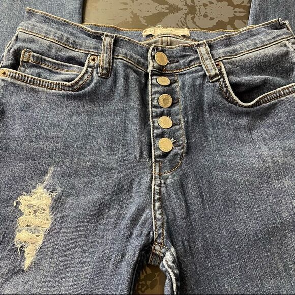 Free People Distressed Raw Hem Jeans Button Fly Size 28 - Picture 6 of 13
